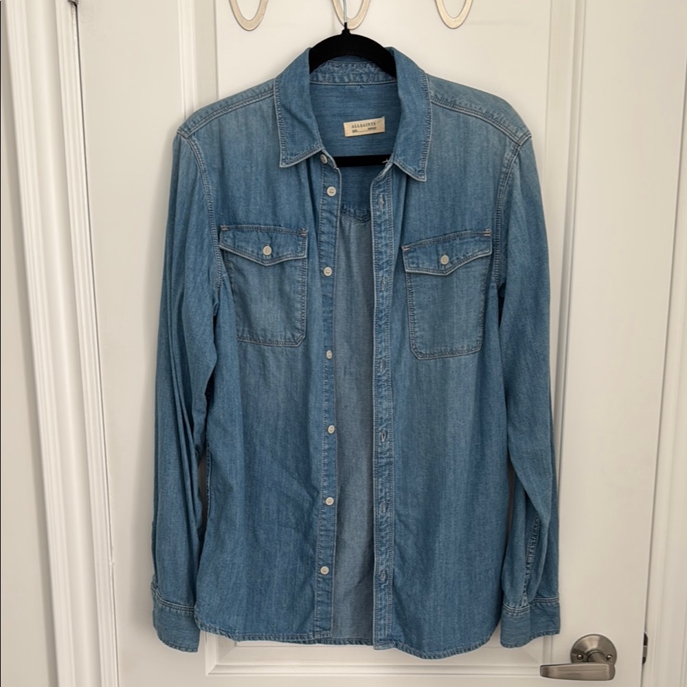 All Saints Light Blue Casual Button Down Shirt